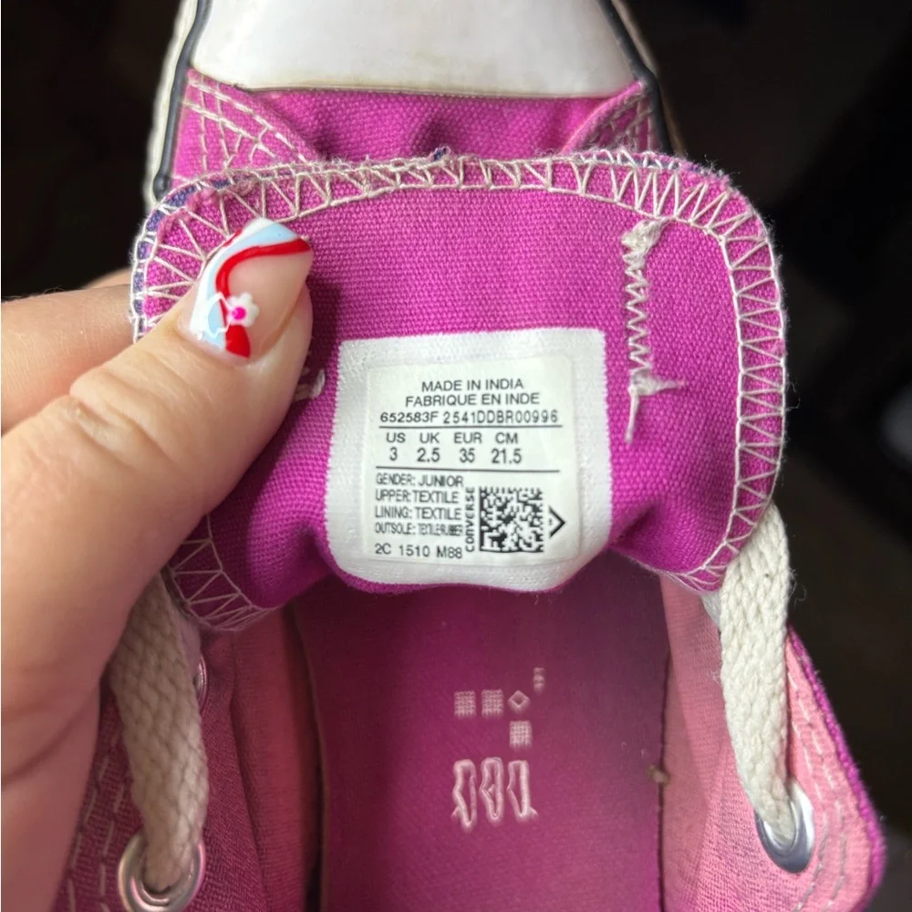 Converse All Star Kids Sneakers in Pink/Purple Size 3 Colorful School Casual